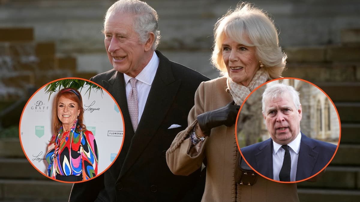 King Charles, Queen Camilla, Sarah Ferguson, Prince Andrew.