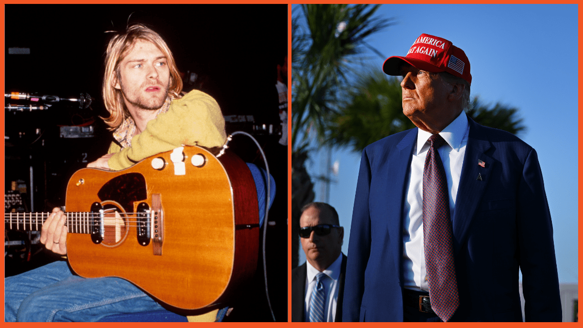 urt Cobain of Nirvana during Nirvana in New York, New York. (Photo by Kevin Mazur/WireImage) / U.S. President-elect Donald Trump attends a viewing of the launch of the sixth test flight of the SpaceX Starship rocket on November 19, 2024 in Brownsville, Texas. SpaceX’s billionaire owner, Elon Musk, a Trump confidante, has been tapped to lead the new Department of Government Efficiency alongside former presidential candidate Vivek Ramaswamy. (Photo by Brandon Bell/Getty Images)