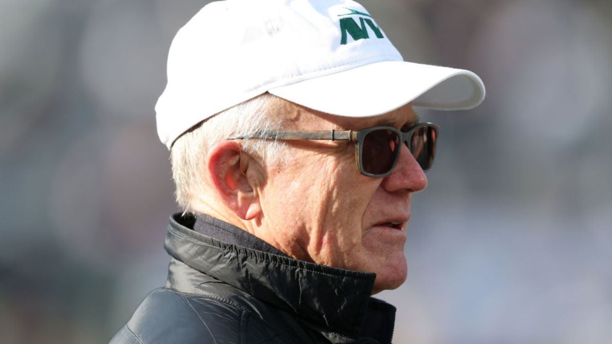 EAST RUTHERFORD, NEW JERSEY - DECEMBER 01: New York Jets owner Woody Johnson looks on before a game between the Jets and the Seattle Seahawks at MetLife Stadium on December 01, 2024 in East Rutherford, New Jersey. (Photo by Elsa/Getty Images)