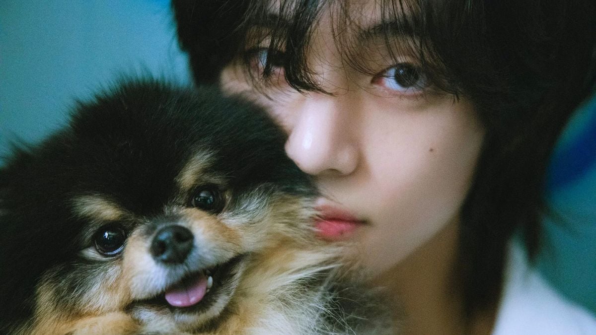 Kim Taehyung with Yeontan, from BTS