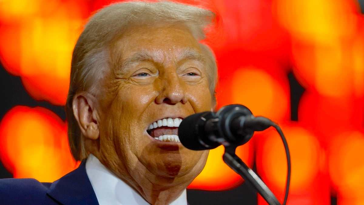 Republican presidential nominee, former U.S. President Donald Trump speaks to supporters during a campaign event at the Rocky Mount Event Center