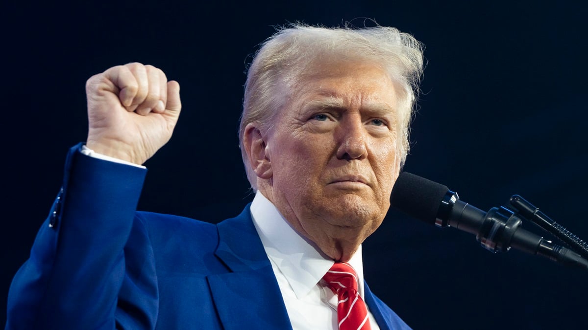 PHOENIX, ARIZONA - DECEMBER 22: U.S. President-elect Donald Trump speaks during Turning Point USA's AmericaFest at the Phoenix Convention Center on December 22, 2024 in Phoenix, Arizona.