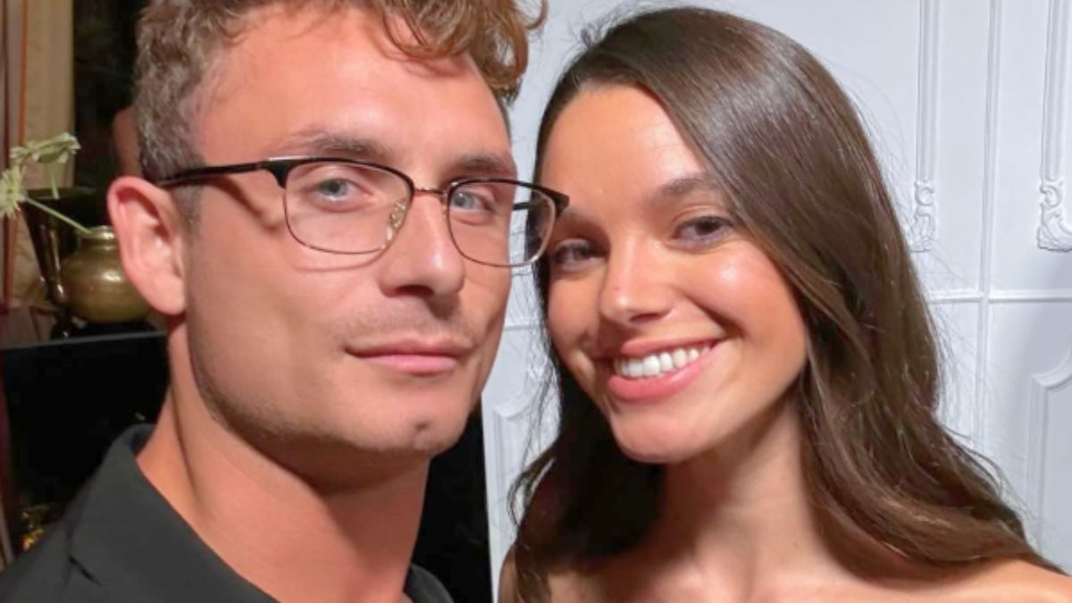 James Kennedy and Ally Lewber taking a selfie at an Amazon event.