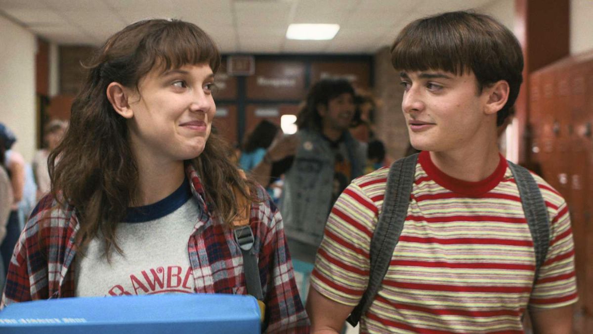 Millie Bobby Brown and Noah Schnapp in Stranger Things.