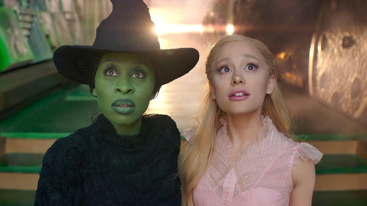 Cynthia Erivo as Elphaba and Ariana Grande as Glinda in Wicked