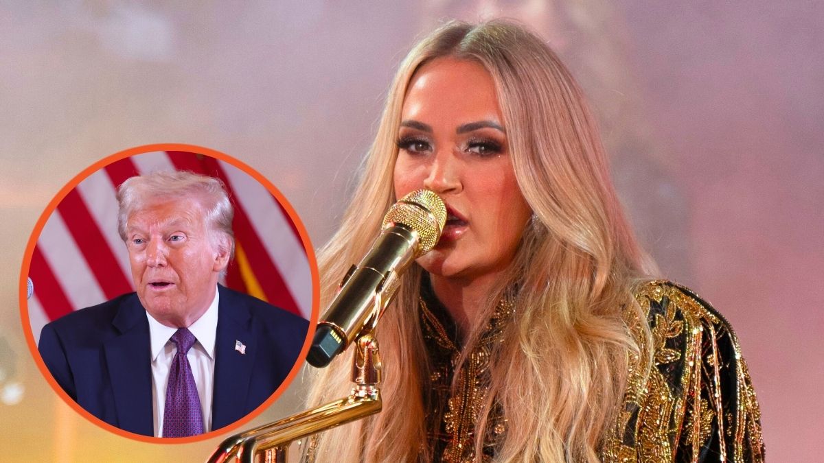 Carrie Underwood performs during Dick Clark's New Year's Rockin' Eve and Donald Trump (R) speaks during a meeting with Republican governors