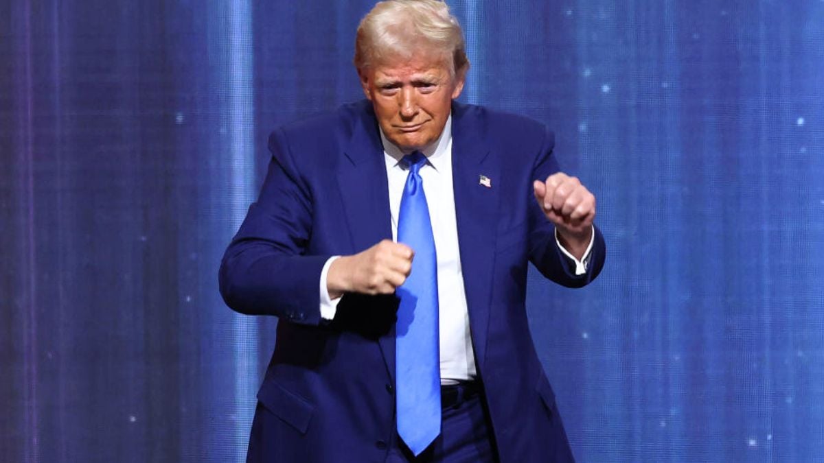 GREENVALE, NEW YORK - DECEMBER 05: U.S. President-elect Donald Trump dances after speaking during the FOX Nation's Patriot Awards at the Tilles Center on December 05, 2024 in Greenvale, New York. President-elect Trump was in attendance for the Patriot awards where he was the recipient of the “Patriot of the Year" award. According to Fox the annual awards “honor and recognize America’s finest patriots, including military veterans, first responders and other inspirational everyday heroes." (Photo by Michael M. Santiago/Getty Images)