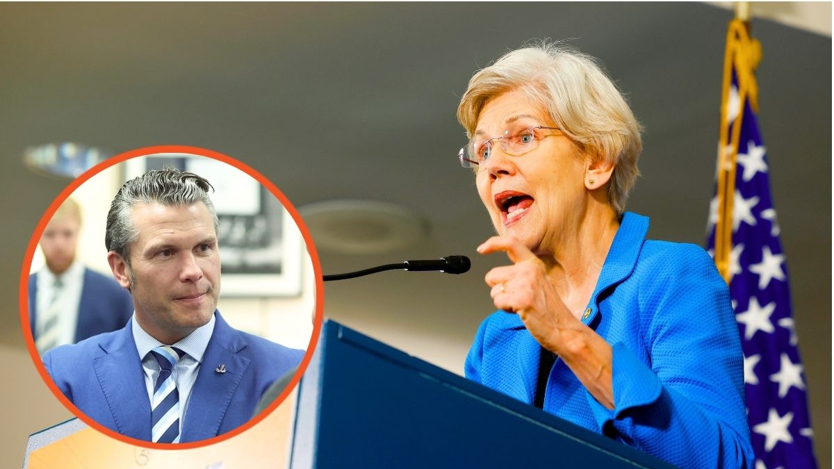 Elizabeth Warren (D-MA) gives remarks on reproductive care and Pete Hegseth, U.S. President-elect Donald Trump's nominee for Secretary of Defense, arrives for a meeting at the Hart Senate Office Building