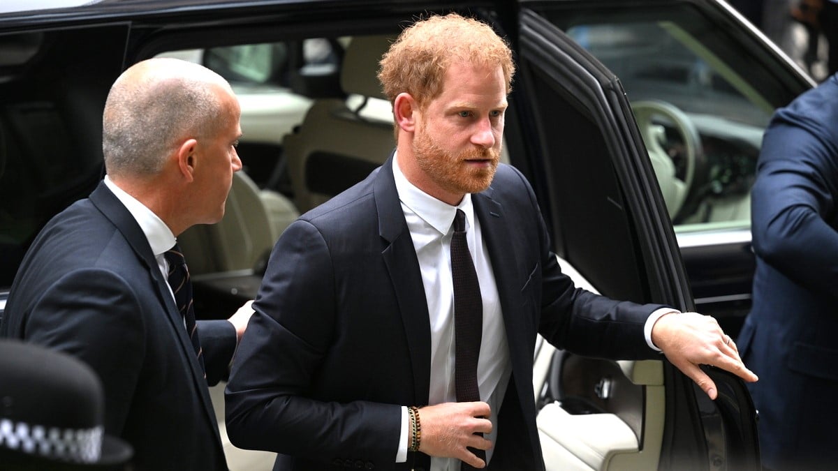 Prince Harry, Duke of Sussex arrives to give evidence at the Mirror Group Phone hacking trial at the Rolls Building at High Court on June 06, 2023 in London, England.