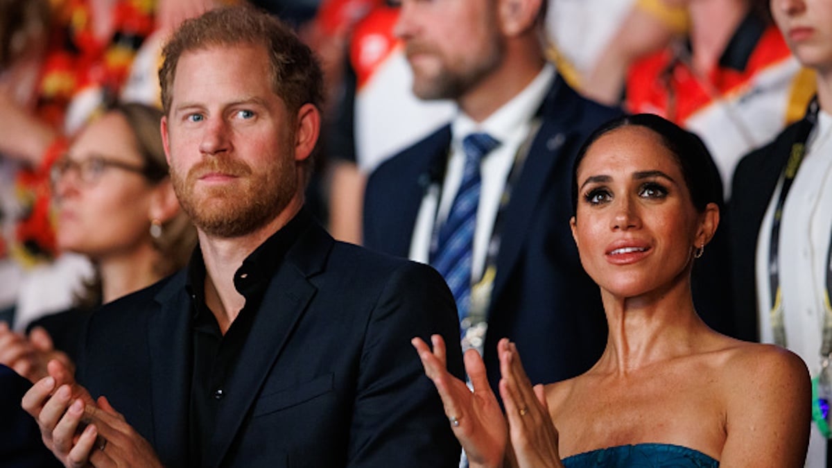 Prince Harry, Duke of Sussex and Meghan, Duchess of Sussex are seen during the closing ceremony of the Invictus Games D?sseldorf 2023 at Merkur Spiel-Arena on September 16, 2023 in Duesseldorf, Germany.