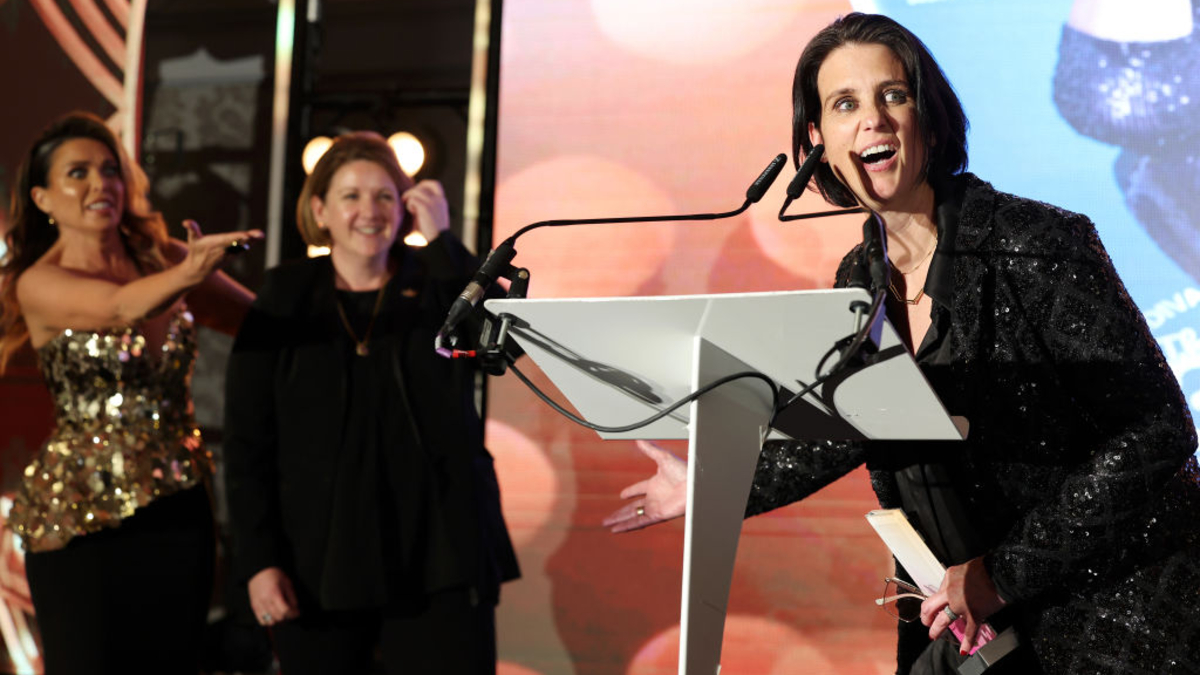 Heather Peace with the 30 Years of Diva Award during the DIVA Awards 2024 at Grand Connaught Rooms on April 26, 2024 in London, England. 