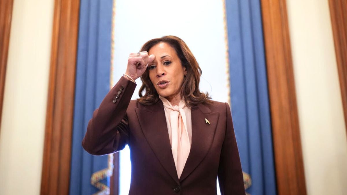 WASHINGTON, DC - JANUARY 06: U.S. Vice President Kamala Harris speaks to reporters after certifying the Electoral College vote for the 2024 Presidential election at the U.S. Capitol on January 06, 2025 in Washington, DC. Congress held a joint session to ratify President-elect Donald Trump’s Electoral College win over Vice President Kamala Harris, four years after a mob of supporters of then-President Donald Trump stormed the Capitol to halt the certification of the 2020 election results. (Photo by Andrew Harnik/Getty Images)