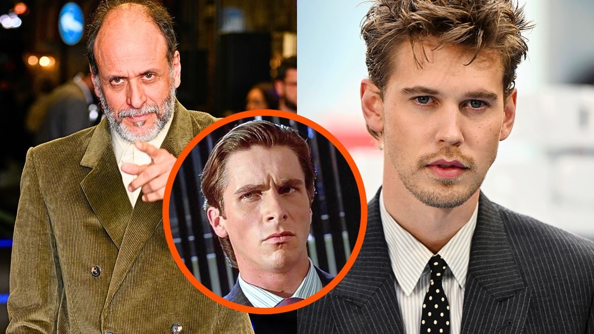 Photo montage of Luca Guadagnino, Austin Butler, Christian Bale in American Psycho