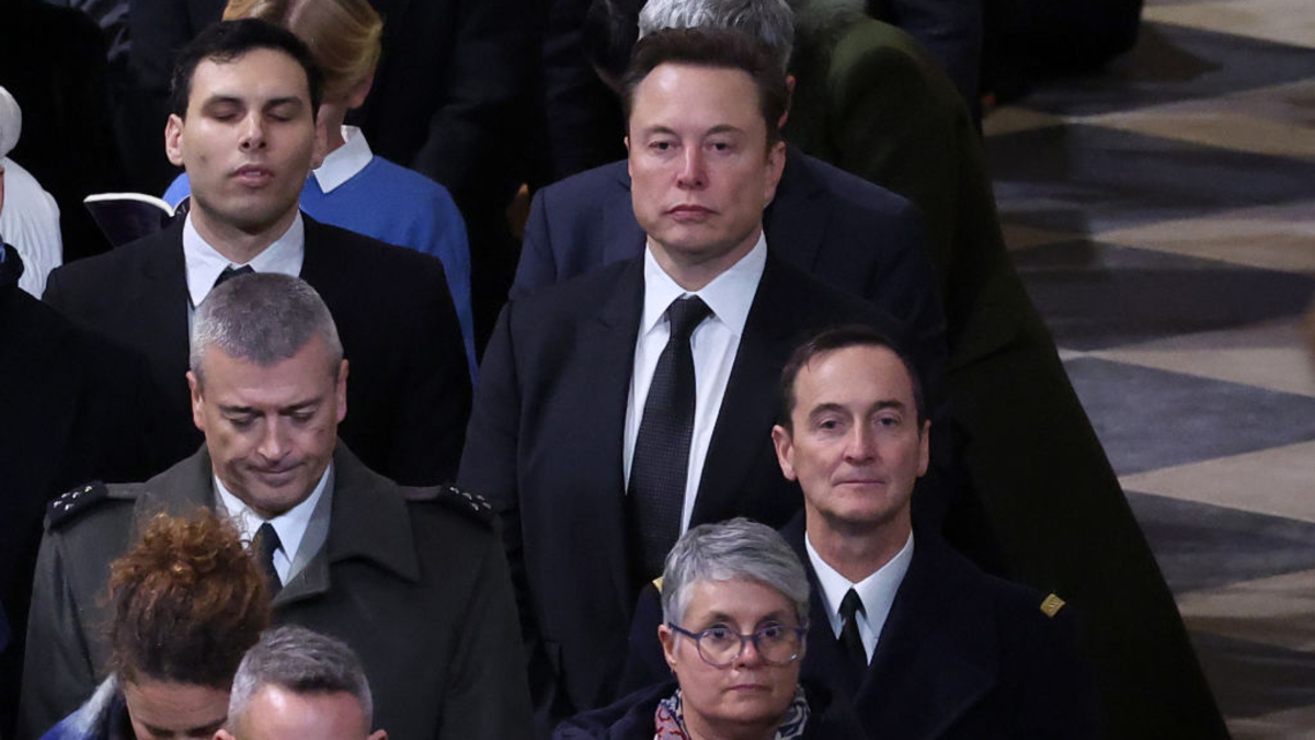 Elon Musk attends the ceremony to mark the reopening of Notre-Dame of Paris Cathedral on December 07, 2024 in Paris, France. After five years of restoration, Notre-Dame Cathedral in Paris reopens its doors to the world in the presence of Emmanuel Macron and around fifty heads of state, including Donald Trump, invited for the occasion. 