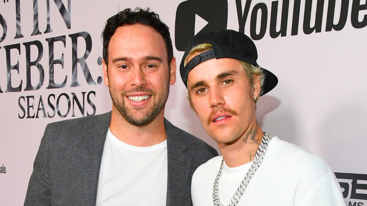 Scooter Braun and Justin Bieber attend YouTube Originals Justin Bieber Seasons premiere at Regency Bruin Theater