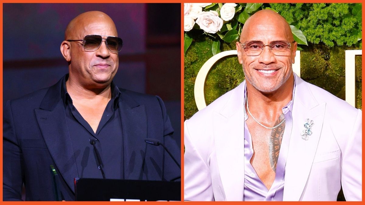 Vin Diesel speaks on stage during the Opening Ceremony at the Red Sea International Film Festival 2024 and Dwayne Johnson attends the 2025 Golden Globe Awards