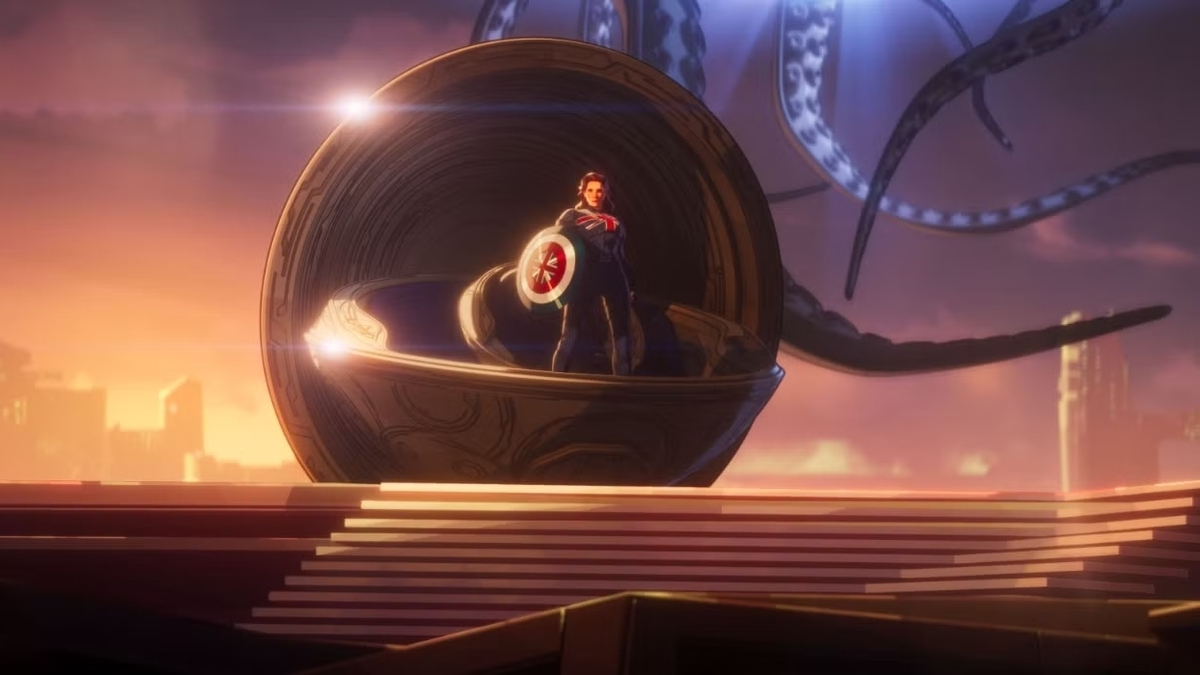 Captain Carter sits in Kang's Time Sphere in What If season 3 episode 7