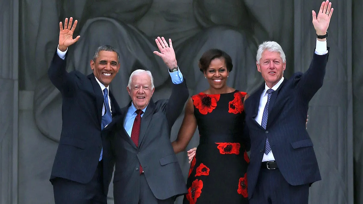 Barack and Michelle Obama, Jimmy Carter, and Bill Clinton Getty