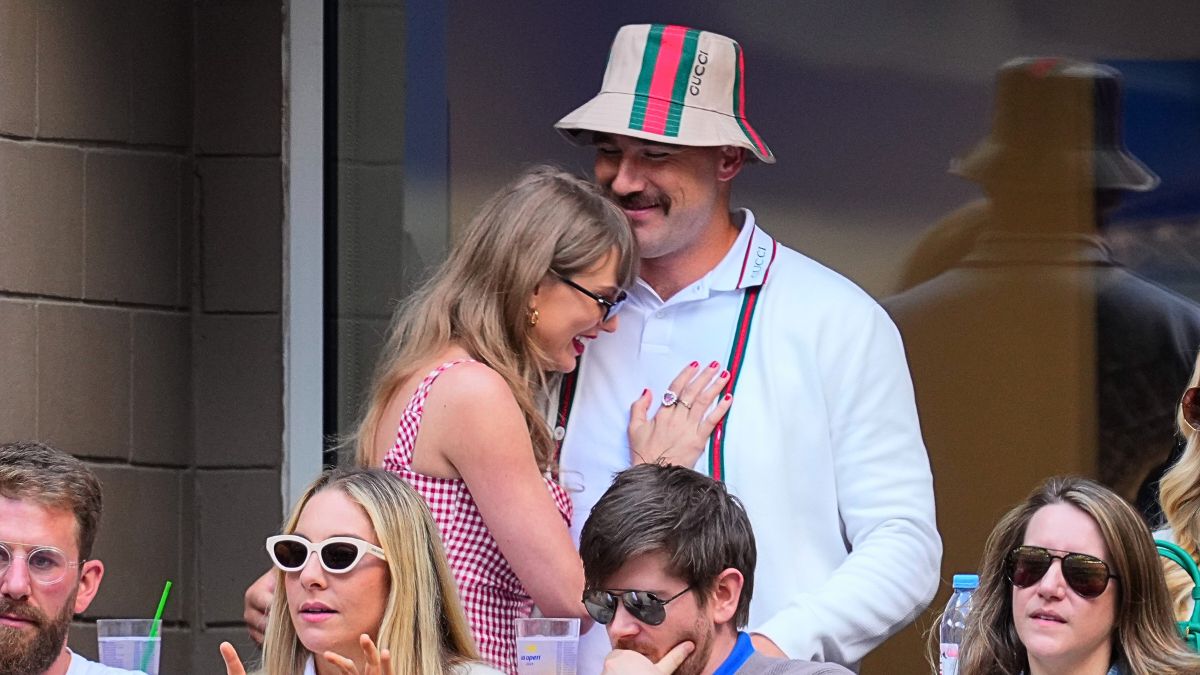 Taylor Swift and Travis Kelce are seen during the 2024 US Open Tennis Championships on September 08, 2024 in New York City. 