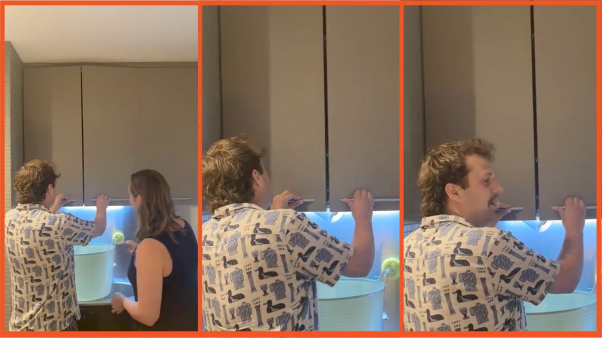 Screenshots of a couple in the kitchen