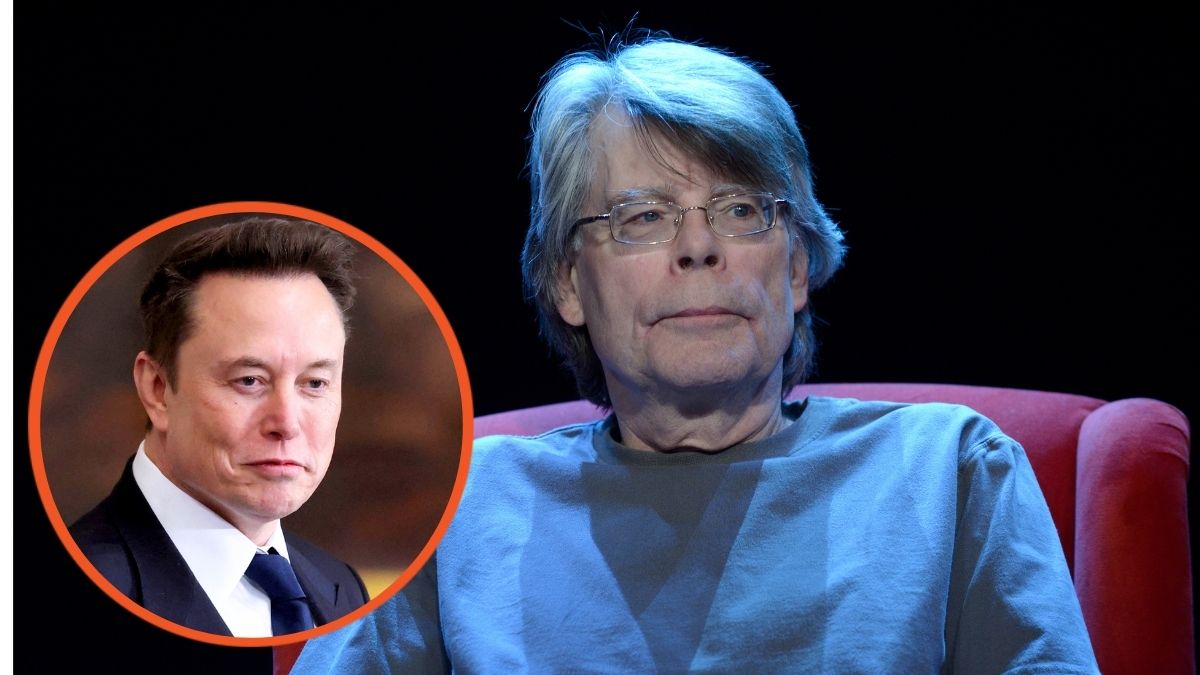 Stephen King poses during a portrait session held on November 16, 2013 in Paris, France and Elon Musk arrives for the Inauguration of Donald J. Trump in the U.S. Capitol Rotunda