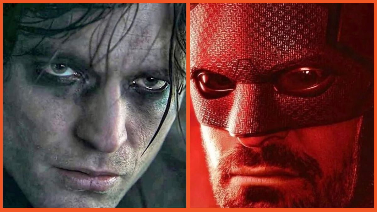 Split image of Robert Pattinson as Batman and Charlie Cox as Daredevil