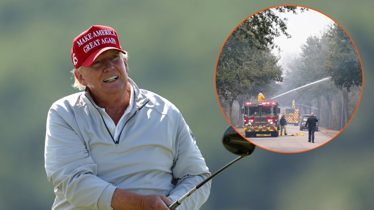 STERLING, VIRGINIA - MAY 25: Former US President Donald Trump plays a tee shot during the pro-am prior to the LIV Golf Invitational - DC at Trump National Golf Club on May 25, 2023 in Sterling, Virginia. (Photo by Rob Carr/Getty Images)