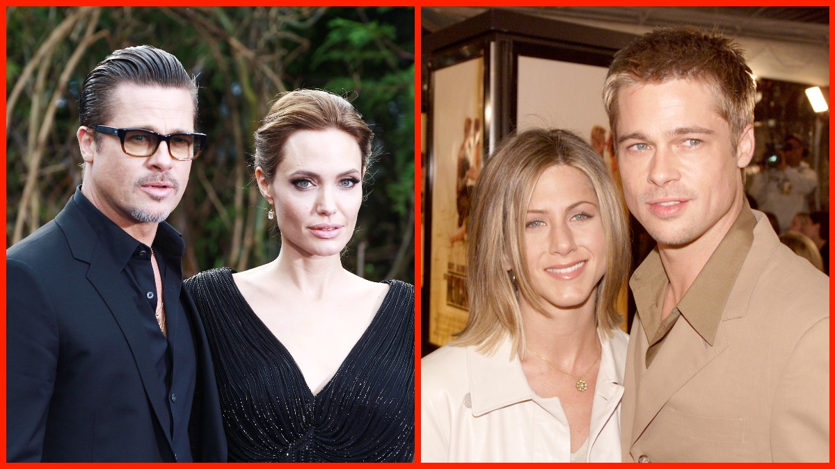 Brad Pitt with Angelina Jolie and Jennifer Aniston