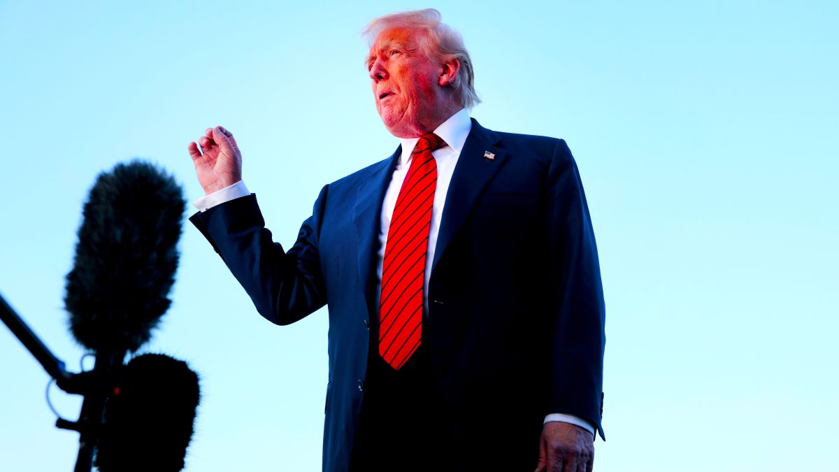 .S. President Donald Trump speaks to reporters near Air Force One at the the Lehigh Valley International Airport on August 03, 2025 in Allentown, Pennsylvania. Trump spoke to reporters about a range of topics including tensions between Cambodia and Thailand, negotiations with Russia and the Federal Reserve. Trump spent the weekend at his property in Bedminster, New Jersey. (Photo by Anna Moneymaker/Getty Images)