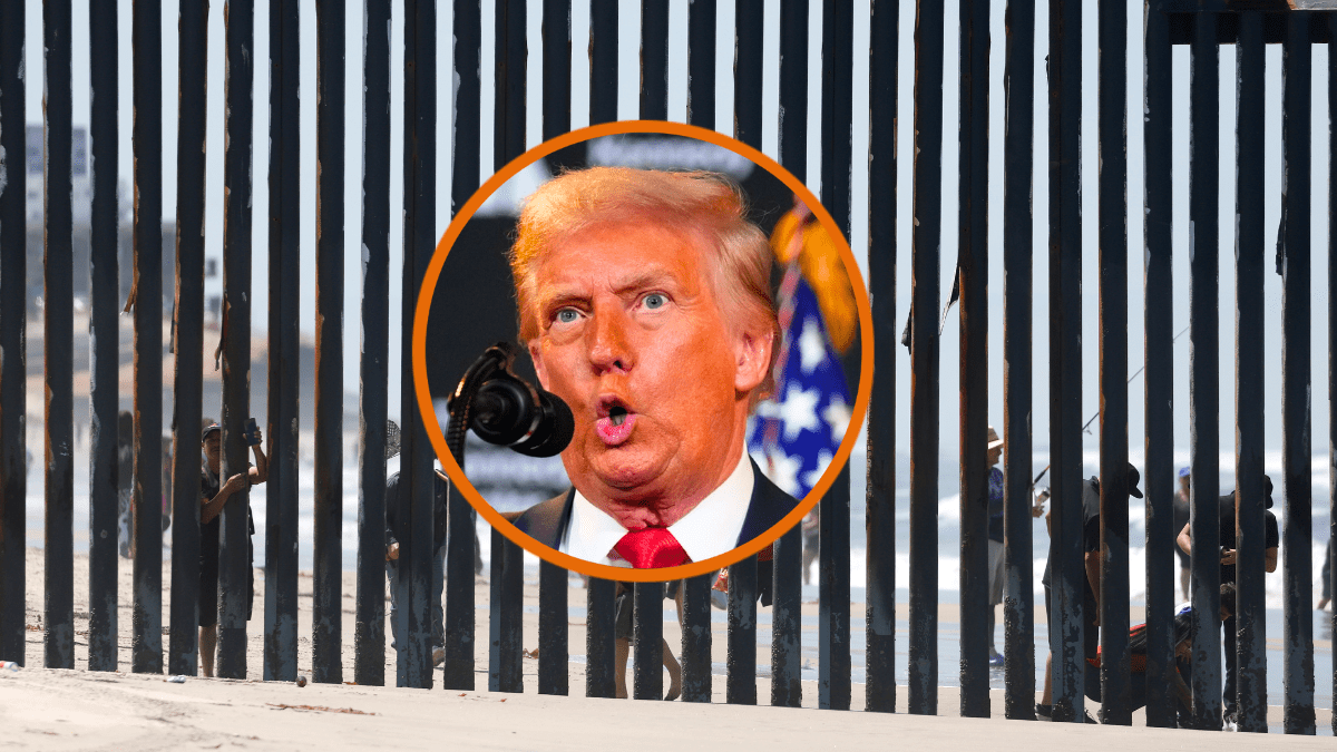 U.S. President Donald Trump mocks Federal Reserve Chair Jerome Powell as he speaks during an event at the Kennedy Center on August 13, 2025 in Washington, DC. Trump announced the first nominees of the annual Kennedy Center Honors since taking control of the center’s board earlier this year. (Photo by Andrew Harnik/Getty Images) / People in Tijuana, Mexico look though the US-Mexico border wall at Border Field State Park on August 17, 2025 in Imperial Beach, California. (Photo by Kevin Carter/Getty Images)