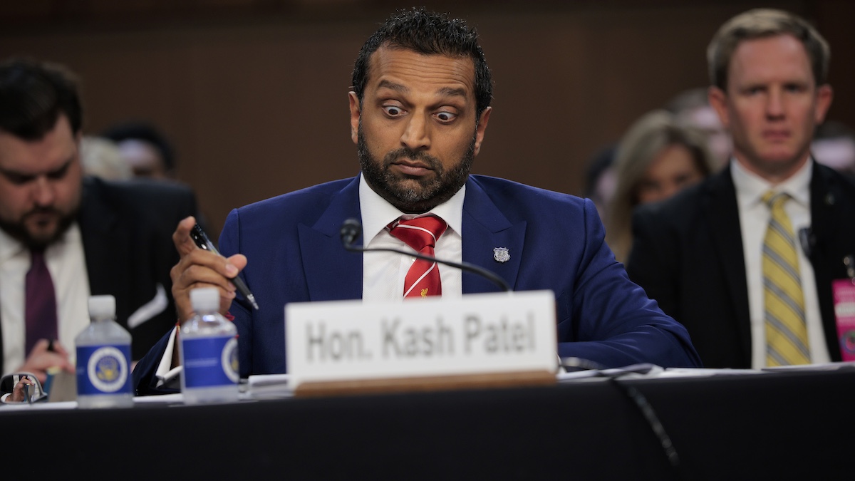 WASHINGTON, DC - SEPTEMBER 16: Federal Bureau of Investigation Director Kash Patel prepares to testify before the Senate Judiciary Committee in the Hart Senate Office Building on Capitol Hill on September 16, 2025 in Washington, DC. Patel was questioned about last week’s assassination of Turning Point USA founder Charlie Kirk and his social media posts related to the FBI’s investigation of the shooting, as well as a lawsuit filed by former senior FBI officials who were terminated by Patel for what they claim are political reasons.
