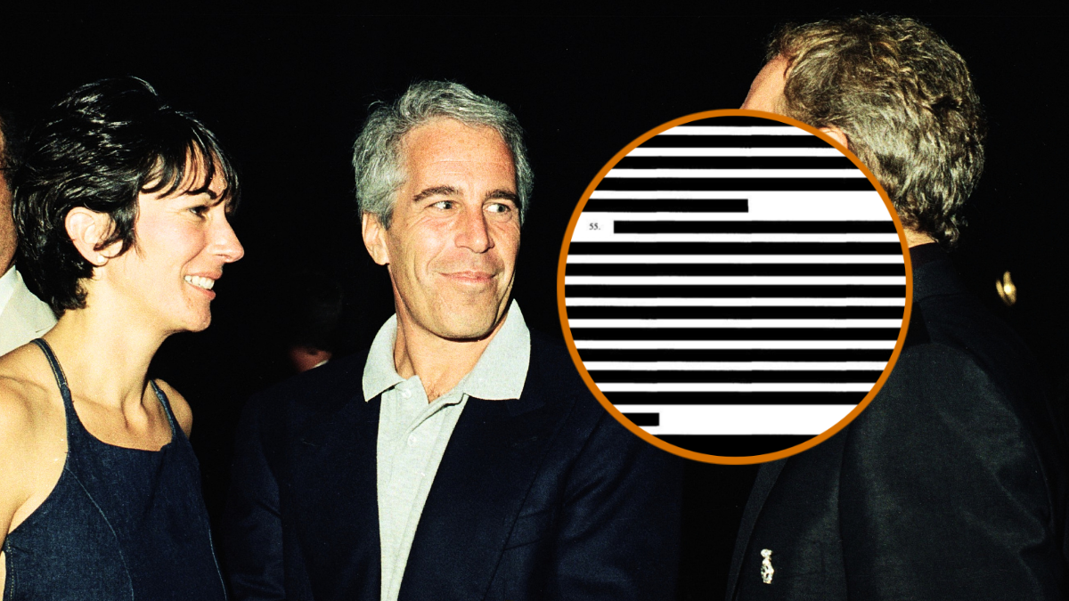 hislaine Maxwell, Jeffrey Epstein, and musician Michael Bolton pose for a portrait during a party at the Mar-a-Lago club, Palm Beach, Florida, February 12, 2000. (Photo by Davidoff Studios/Getty Images)