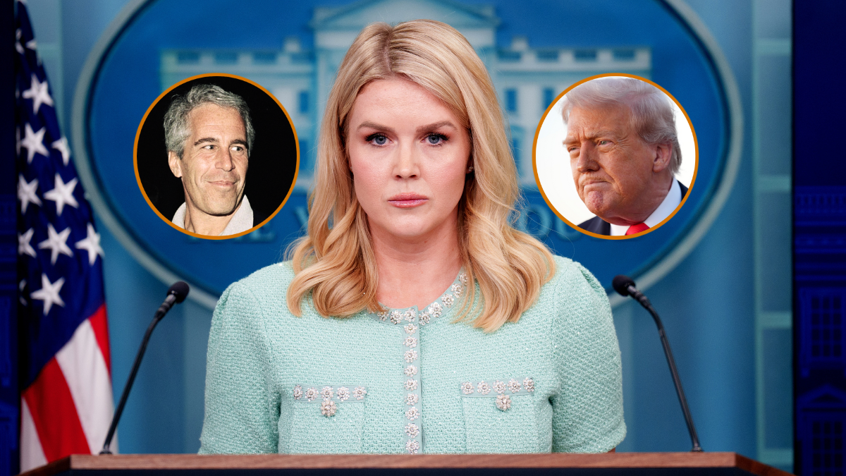White House Press Secretary Karoline Leavitt takes a question from a reporter during the daily press briefing at the White House on March 11, 2025 in Washington, DC. Leavitt discussed deportations, the economy, Canada, and other topics. (Photo by Andrew Harnik/Getty Images) U.S. President Donald Trump speaks to reporters after stepping off Air Force One on September 7, 2025 at Joint Base Andrews, Maryland. President Trump traveled to New York to attend the U.S. Open men’s singles final. (Photo by Kevin Dietsch/Getty Images) (L-R) Ghislaine Maxwell, Jeffrey Epstein, and musician Michael Bolton pose for a portrait during a party at the Mar-a-Lago club, Palm Beach, Florida, February 12, 2000. (Photo by Davidoff Studios/Getty Images)