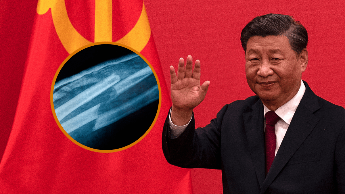 General Secretary and Chinese President, Xi Jinping waves as he leaves after speaking at a press event with members of the new Standing Committee of the Political Bureau of the Communist Party of China and Chinese and Foreign journalists at The Great Hall of People on October 23, 2022 in Beijing, China. (Photo by Kevin Frayer/Getty Images)