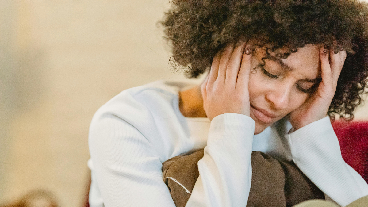 Stock photo of a stressed woman