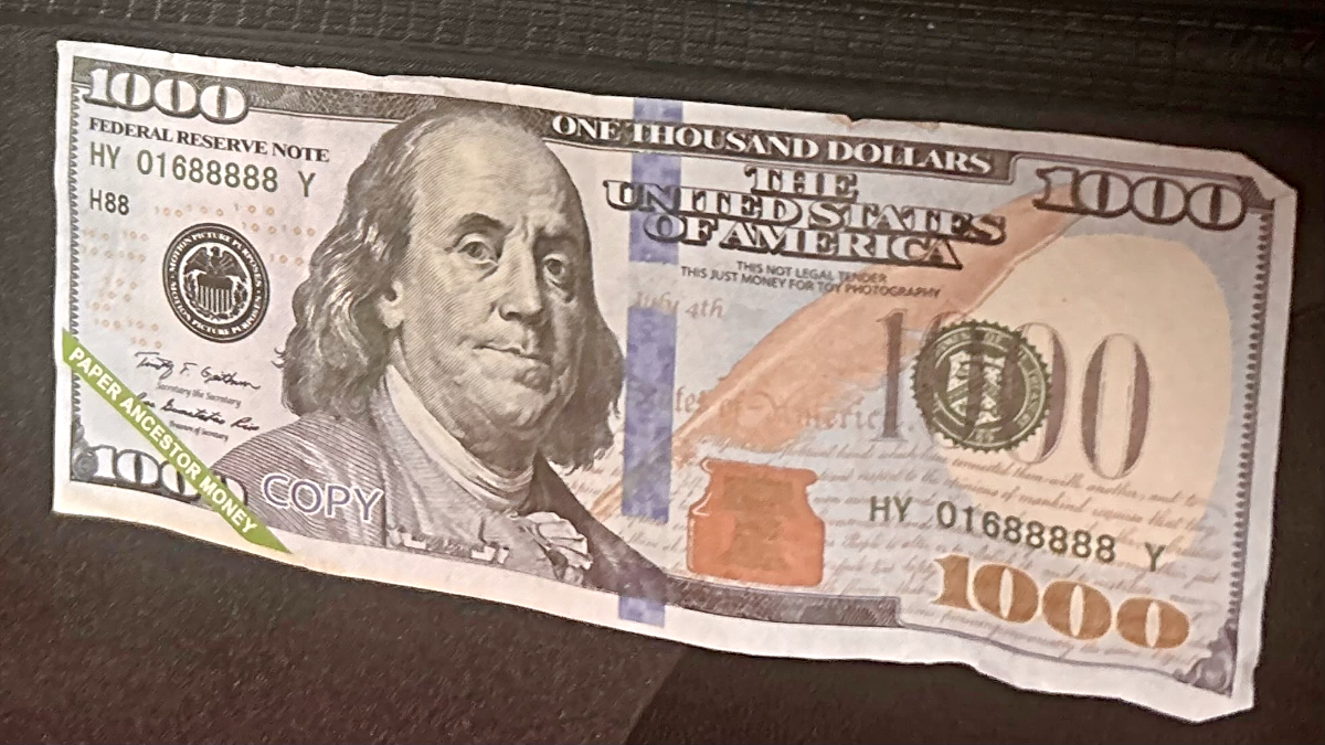 Fake $1000 bill