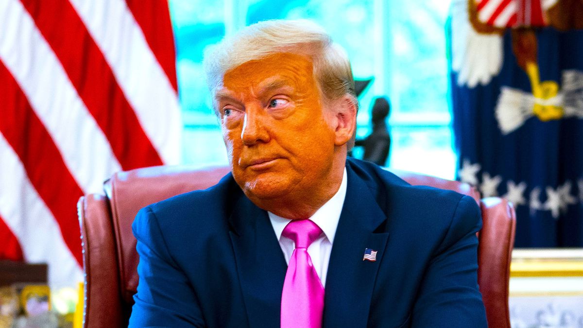 U.S. President Donald Trump talks to reporters while hosting Republican Congressional leaders and members of his cabinet in the Oval Office at the White House July 20, 2020 in Washington, DC. Trump and his guests talked about a proposed new round of financial stimulus to help the economy during the ongoing global coronavirus pandemic. (Photo by Doug Mills/Getty Images)