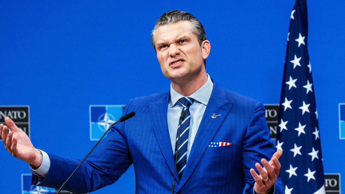 U.S. Secretary of Defence Pete Hegseth holds his closing press conference at the end of defense ministers' meetings at NATO headquarters on February 13, 2025 in Brussels, Belgium. NATO Defence Ministers are convening in Brussels for a meeting chaired by NATO Secretary General Mark Rutte. Hegseth marked the first visit to NATO by a member of the new Trump administration. High on the agenda for the allies will be ascertaining how the U.S. intends to influence the trajectory of the war in Ukraine, as the conflict nears the third anniversary of Russia's full-scale invasion. (Photo by Omar Havana/Getty Images)