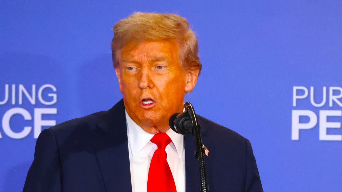 U.S. President Trump speeches duirng a joint press conference after the meeting on war in Ukraine at U.S. Air Base In Alaska on August 15, 2025, in Anchorage, Alaska, United States. Putin is having a one-day trip to Alaska. (Photo by Contributor/Getty Images)