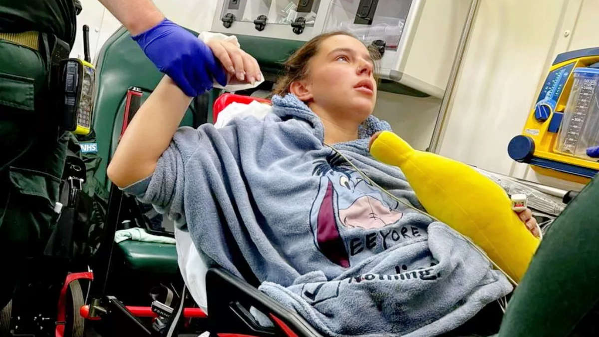 Megan Isherwood in the hospital