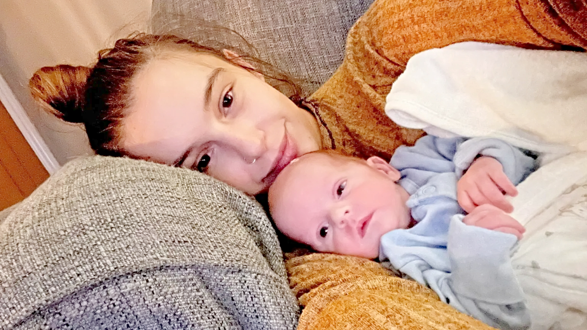 Megan Isherwood with her baby boy
