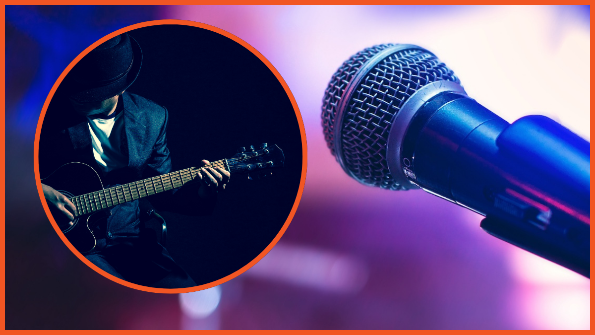 Musician and microphone composite via Getty, Berezko, Tzido