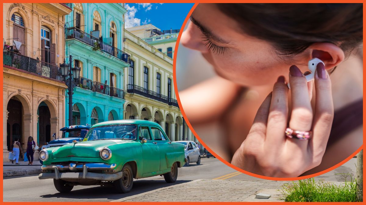 Street scene and ear bud close up via Getty, Ugur Karakoc, MaboHH