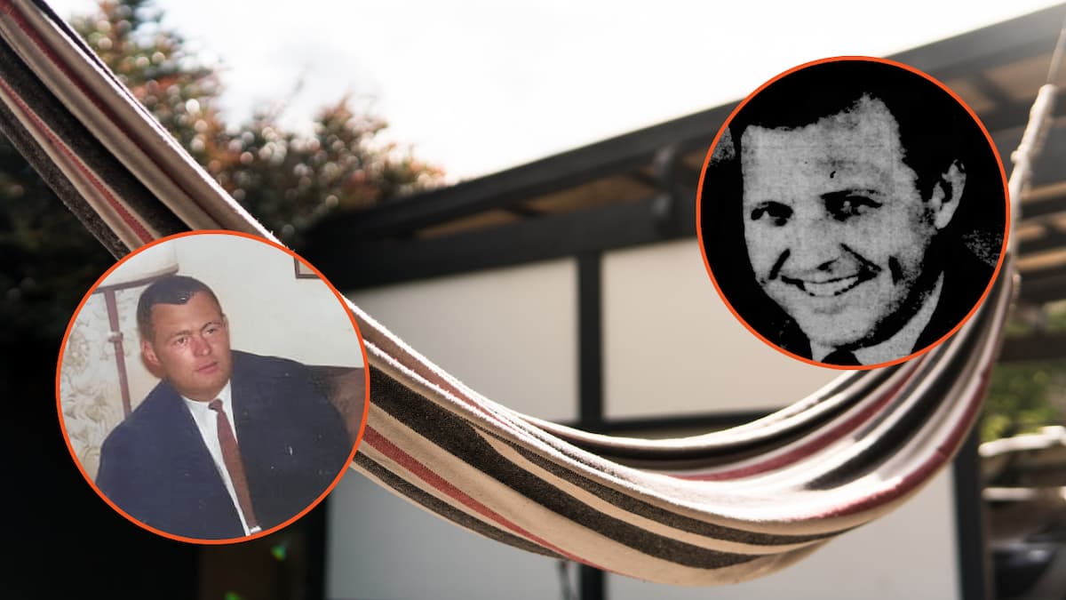 Hammock in the backyard of a home in afternoon sun - stock photo and Jim Stephens and Jeff McGrath