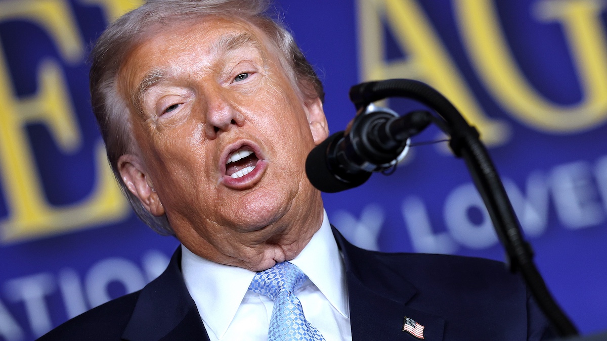 WASHINGTON, DC - NOVEMBER 17: U.S. President Donald Trump delivers remarks at the McDonald’s Impact Summit at the Westin DC Downtown on November 17, 2025 in Washington, DC. Trump spoke on the economy and highlighted his One Big Beautiful Bill Act, including its provisions for tax breaks on tips and overtime as he addressed the group of McDonald’s restaurant franchise owners.