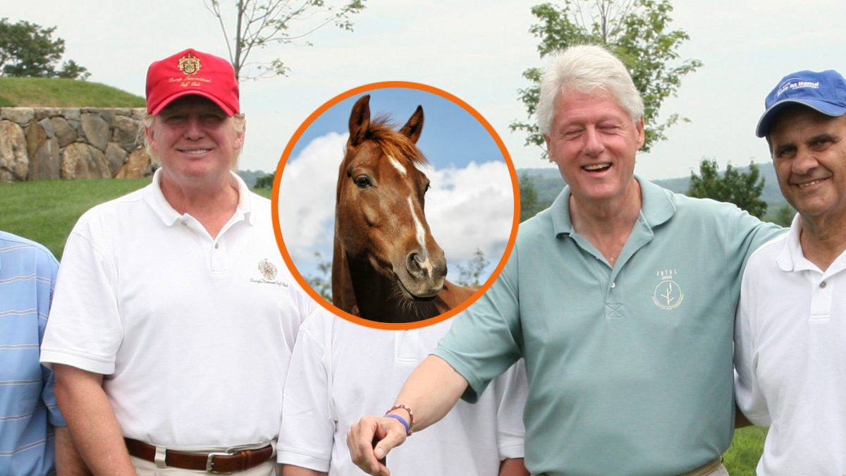 Ali Torri, Rudolph W. Giuliani, Donald Trump, New York City Mayor Michael R. Bloomberg, Bill Clinton, Joe Torre, and Billy Crystal attend the 2008 Joe Torre Safe at Home Foundation Golf Classic at Trump National Golf Club on July 14, 2008 in Briarcliff Manor, New York. (Photo by Rick Odell/Getty Images)