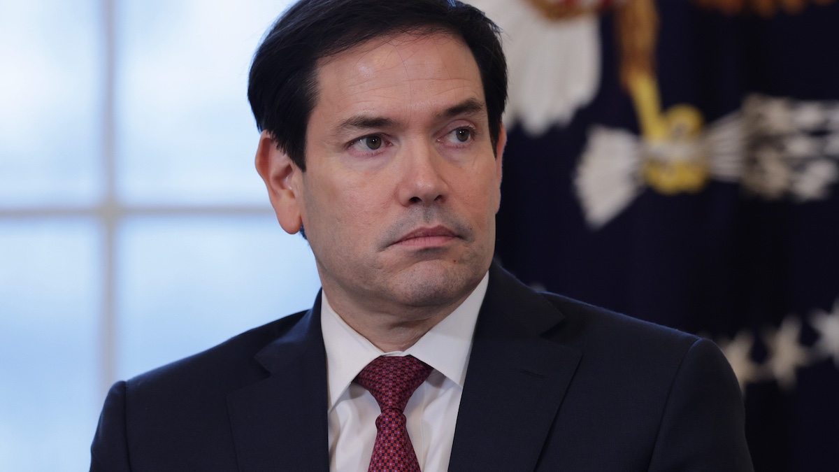 WASHINGTON, DC - JANUARY 09: U.S. Secretary of State Marco Rubio looks on during a meeting with oil and gas executives in the East Room of the White House on January 9, 2026 in Washington, DC. Trump is holding the meeting to discuss plans for investment in Venezuela after ousting its leader Nicolás Maduro.