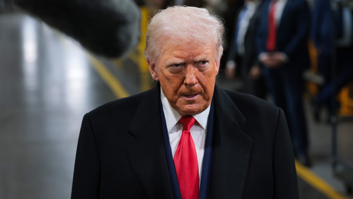 DEARBORN, MICHIGAN - JANUARY 13: U.S. President Donald Trump tours the assembly line at the Ford River Rouge Complex on January 13, 2026 in Dearborn, Michigan. Trump is visiting Michigan where he will participate in a tour of the Ford River Rouge complex and later give remarks to the Detroit Economic Club.