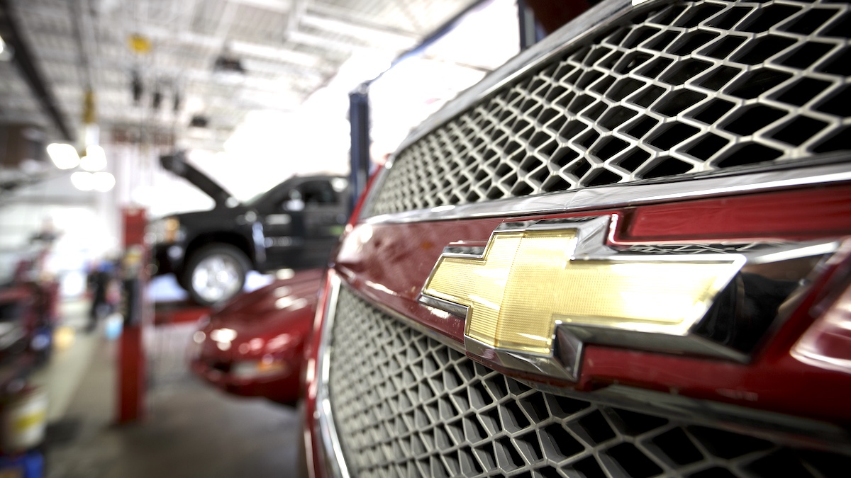 Chevy Traverse sits in the shop for service on a recall repair at Raymond Chevrolet in Antioch, Illinois, July 17, 2014.