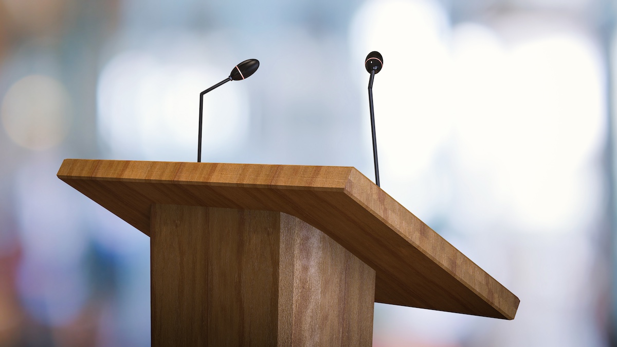 podium with microphone